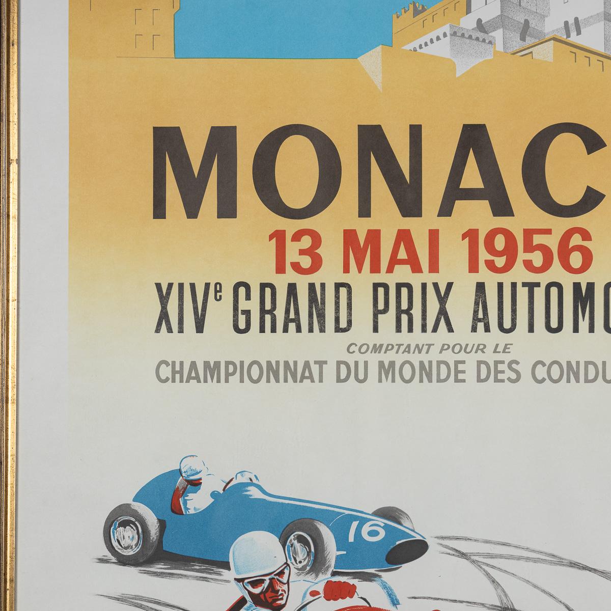 Acrilico Poster incorniciato d'epoca del Gran Premio di Monaco del 1956 di Jean Ramel c.C. in vendita