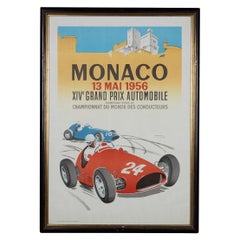Vintage 20thC Encadré 1956 Monaco Grand Prix Poster By Jean Ramel c.1985