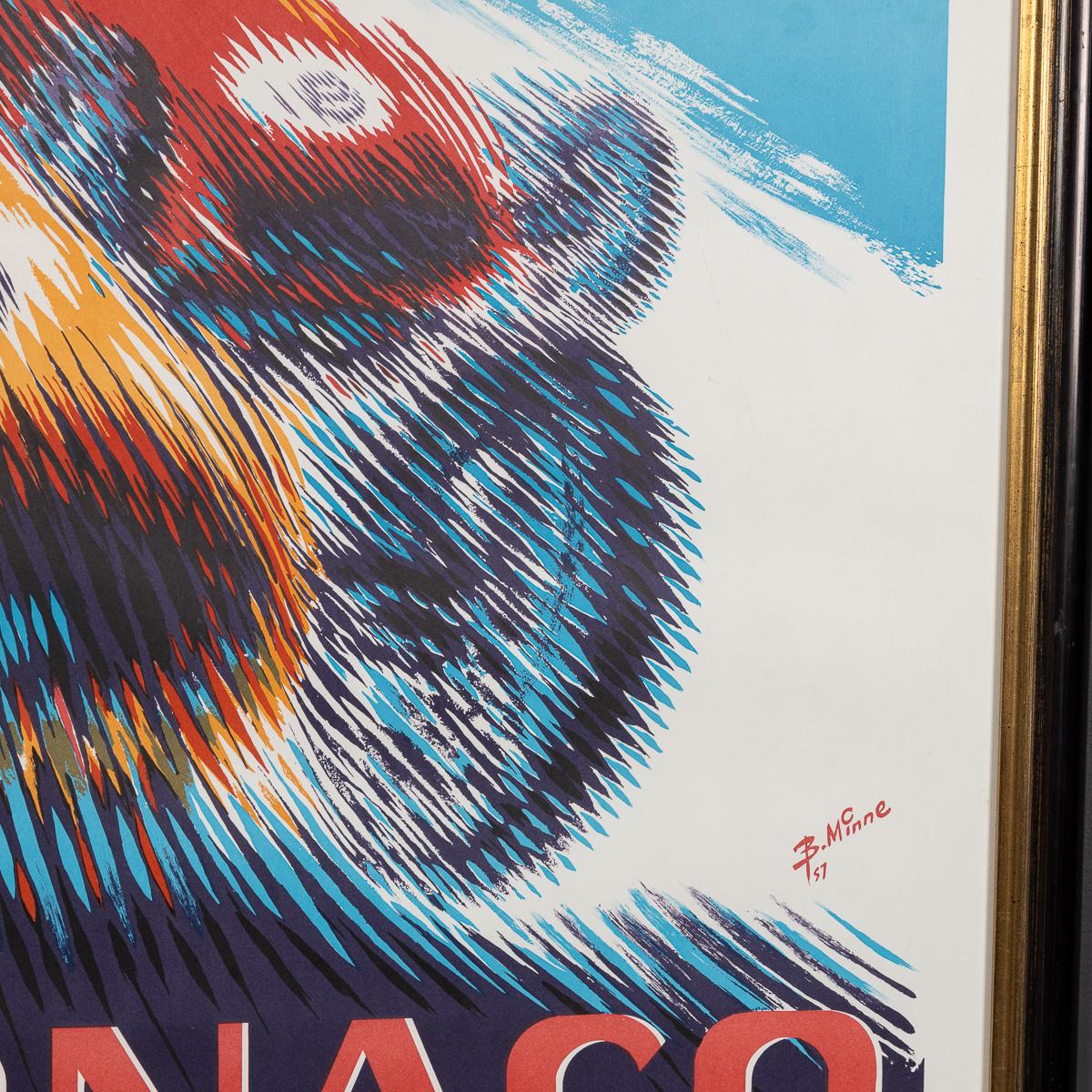 Poster d'epoca del 20° secolo con cornice del Gran Premio di Monaco del 1957 di Bernard Minne c.C. in vendita 4