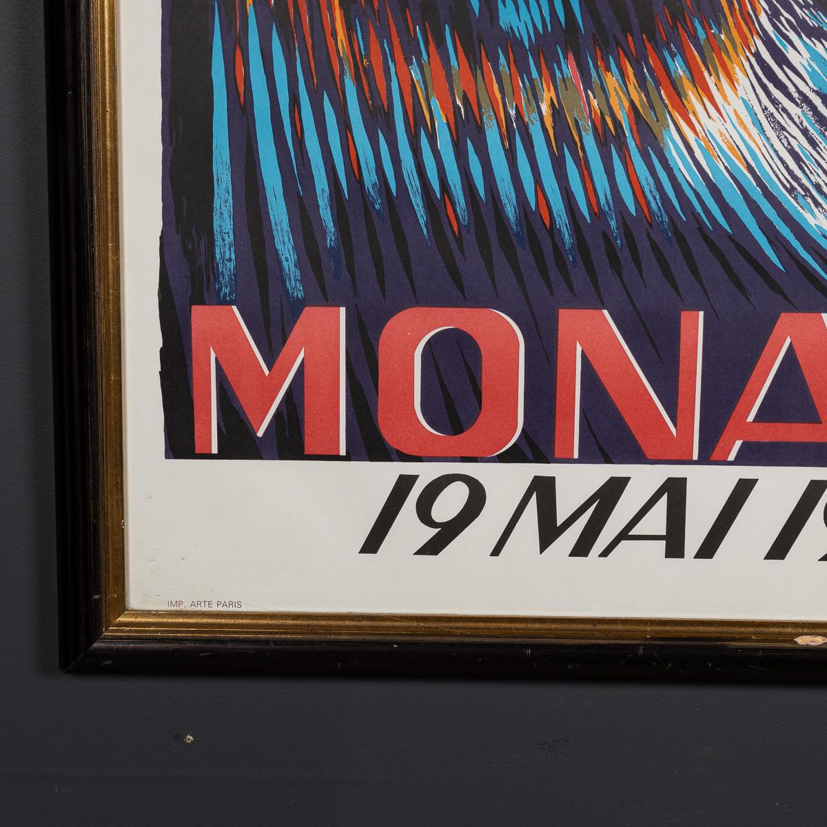 Poster d'epoca del 20° secolo con cornice del Gran Premio di Monaco del 1957 di Bernard Minne c.C. in vendita 5