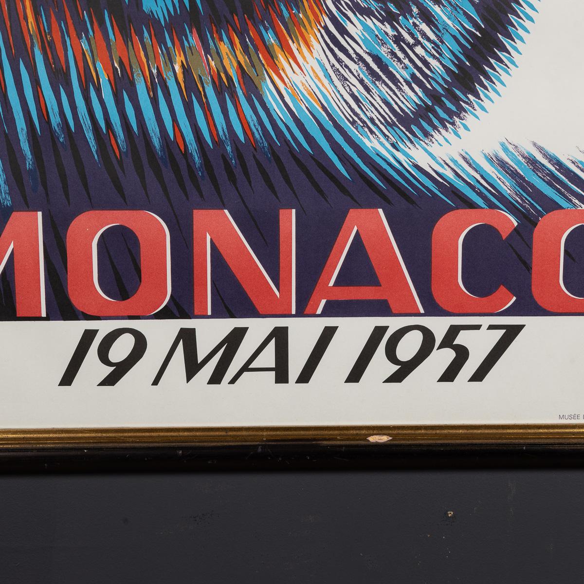 Poster d'epoca del 20° secolo con cornice del Gran Premio di Monaco del 1957 di Bernard Minne c.C. in vendita 6