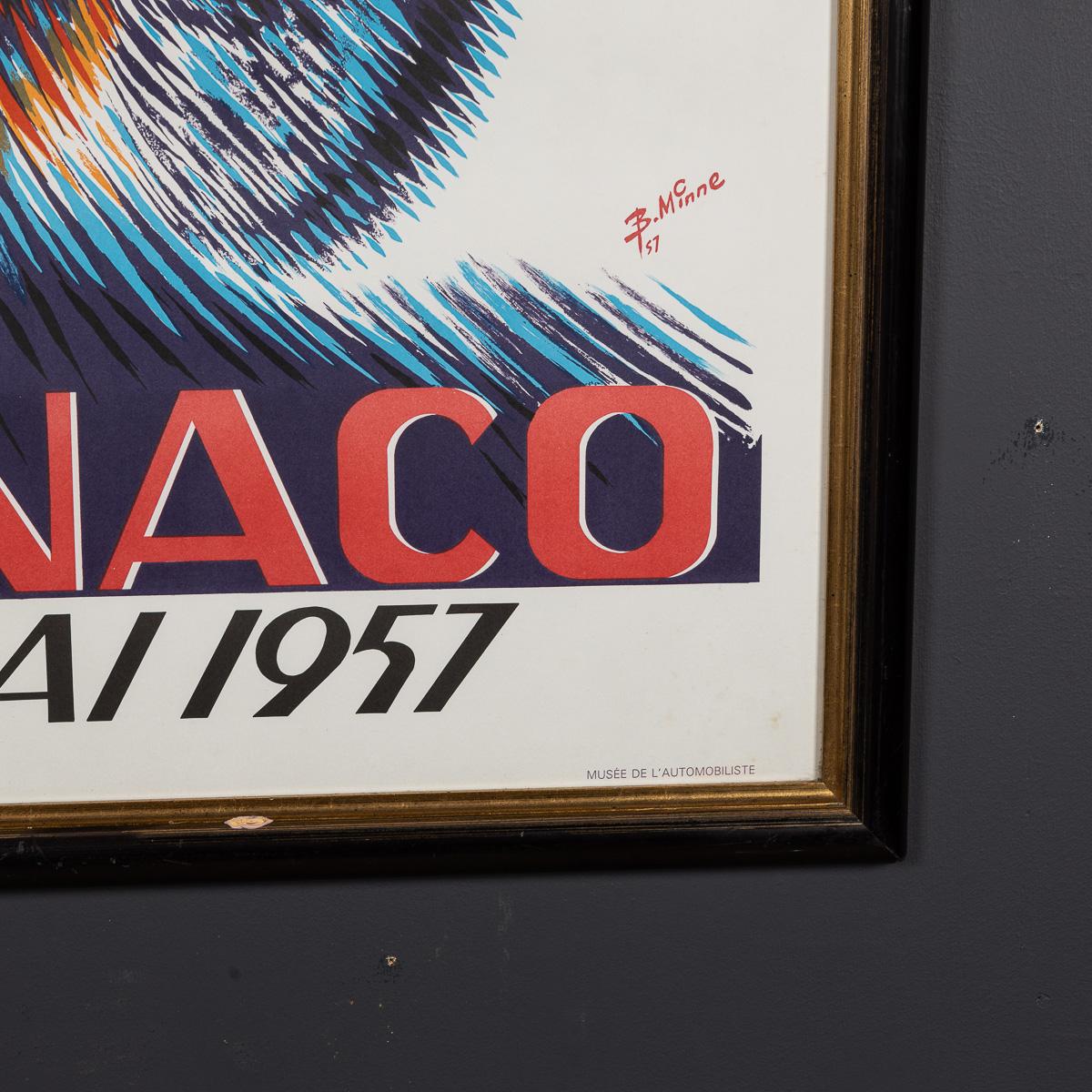 Poster d'epoca del 20° secolo con cornice del Gran Premio di Monaco del 1957 di Bernard Minne c.C. in vendita 7