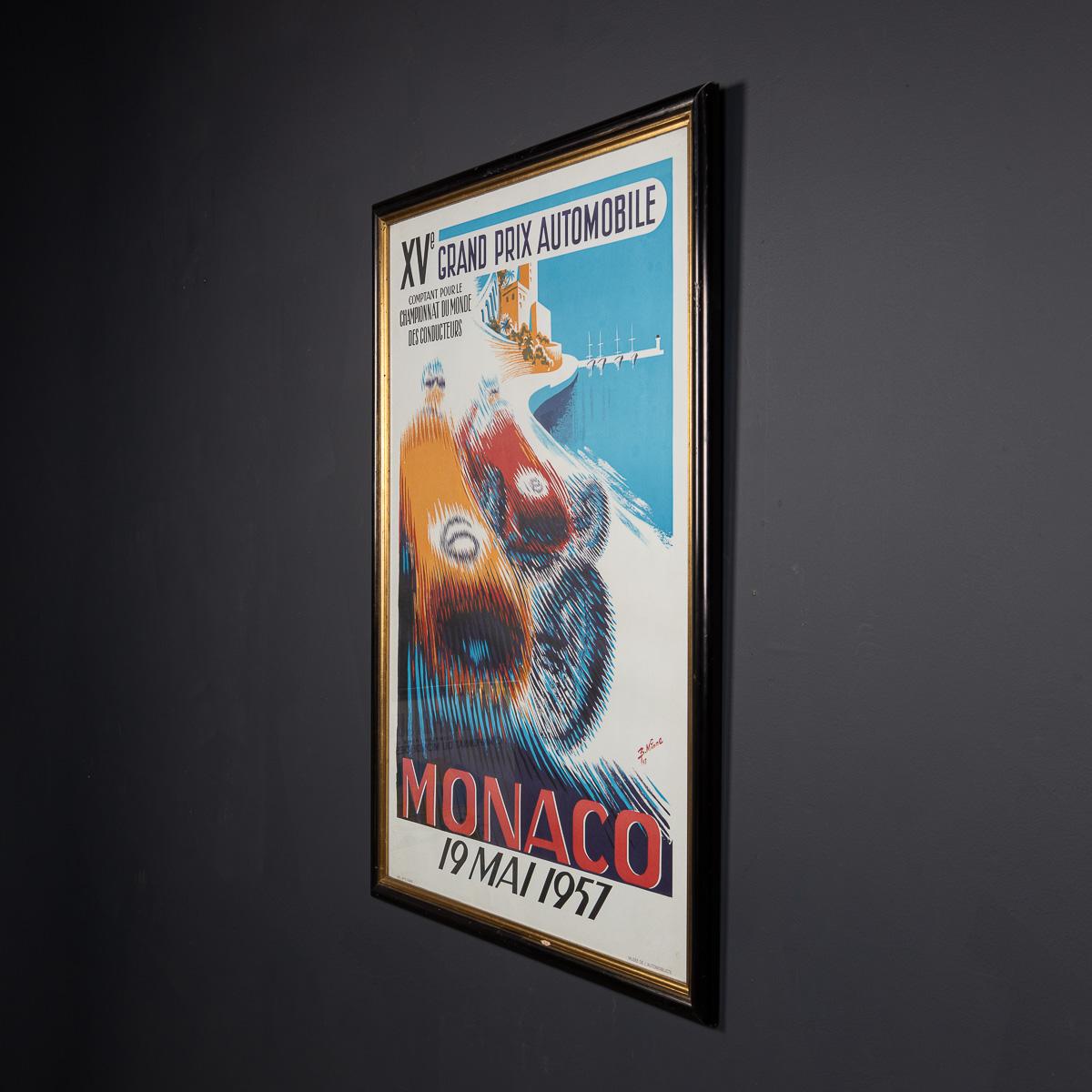 Altro Poster d'epoca del 20° secolo con cornice del Gran Premio di Monaco del 1957 di Bernard Minne c.C. in vendita