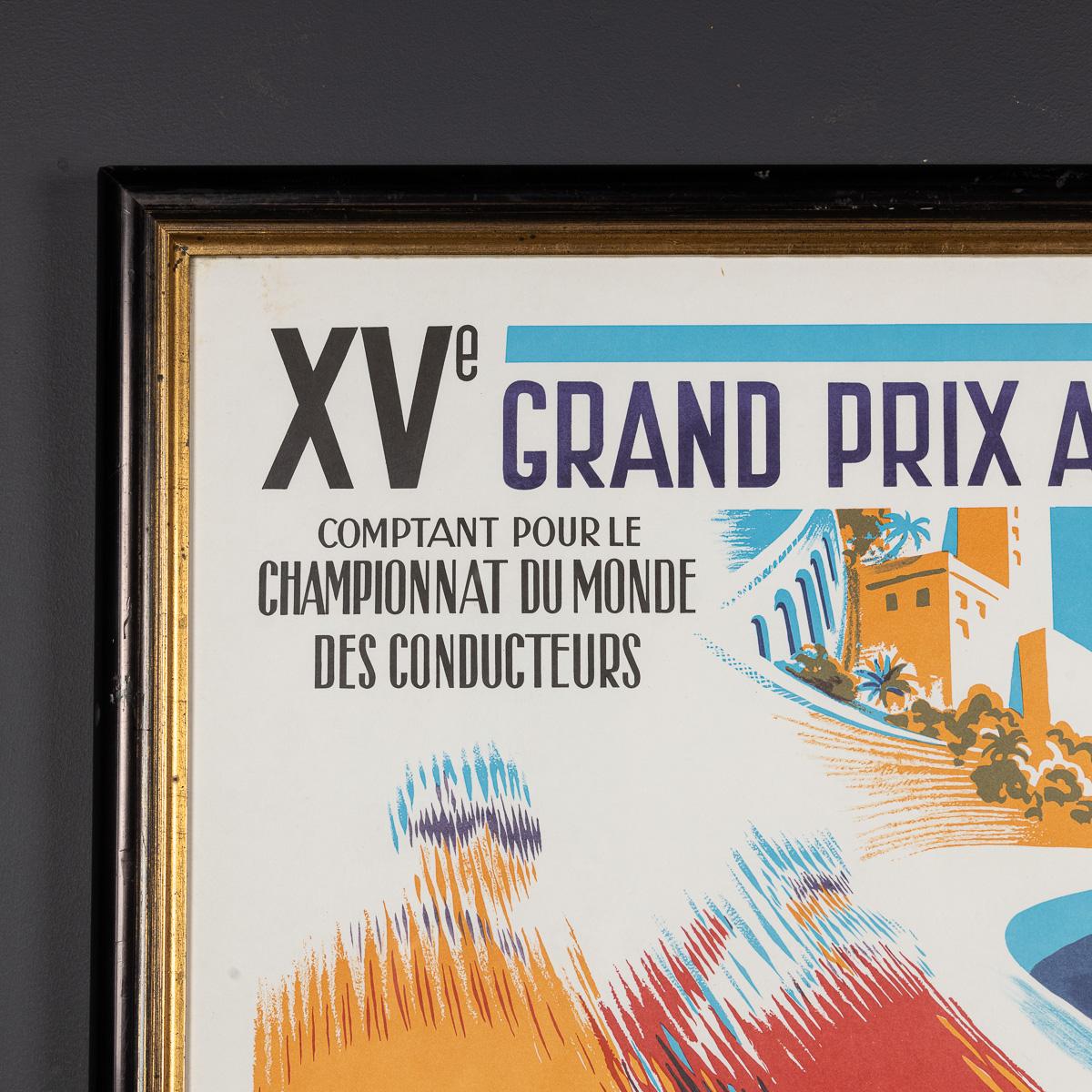 Monegasco Poster d'epoca del 20° secolo con cornice del Gran Premio di Monaco del 1957 di Bernard Minne c.C. in vendita
