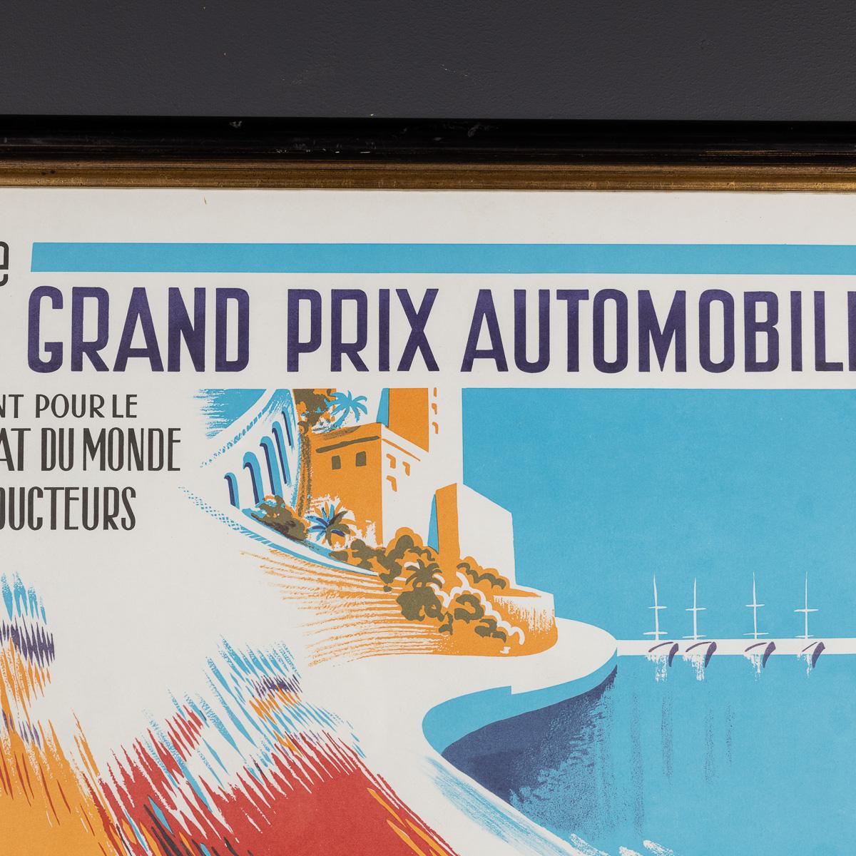 Poster d'epoca del 20° secolo con cornice del Gran Premio di Monaco del 1957 di Bernard Minne c.C. In condizioni buone in vendita a Royal Tunbridge Wells, Kent