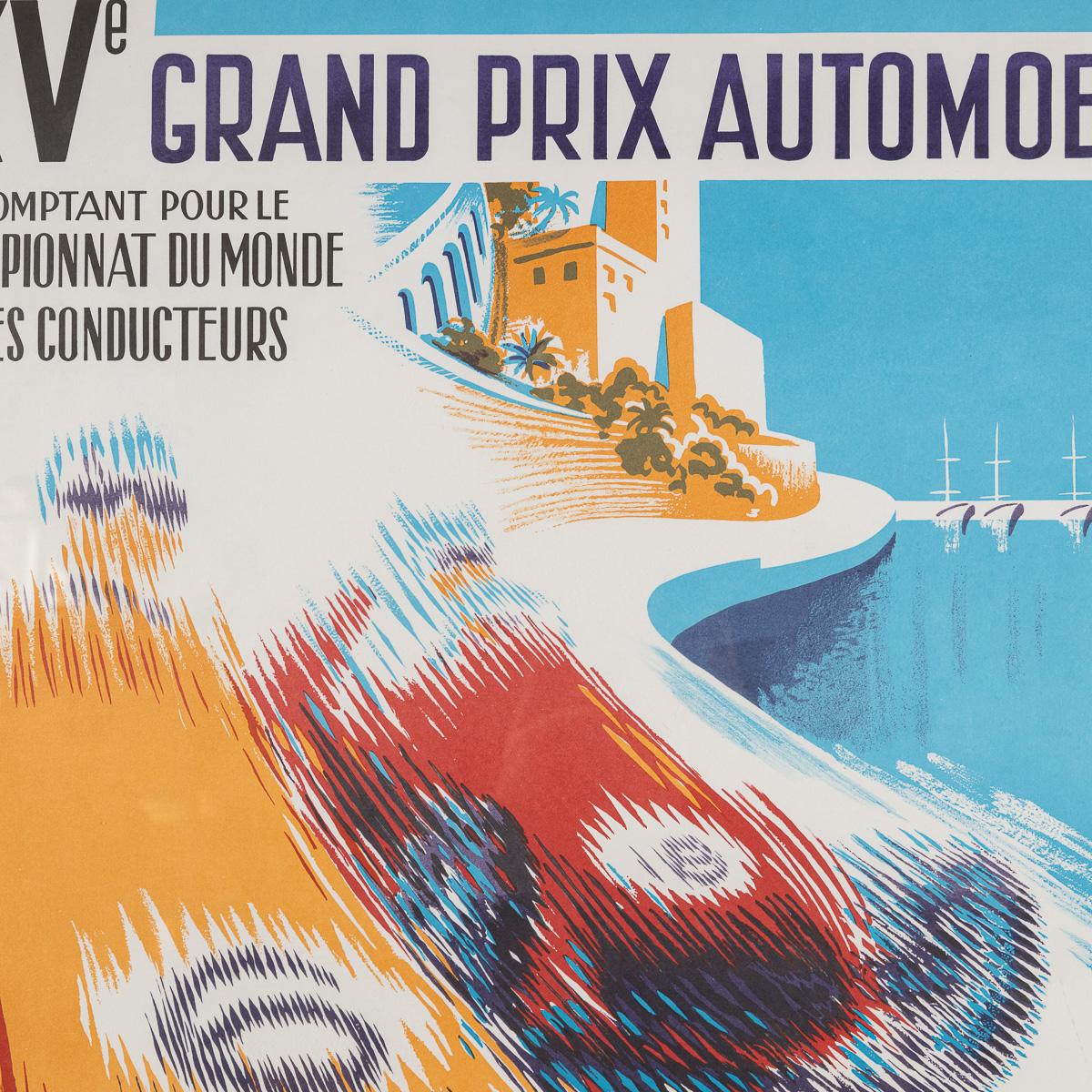 Acrilico Poster d'epoca del 20° secolo con cornice del Gran Premio di Monaco del 1957 di Bernard Minne c.C. in vendita