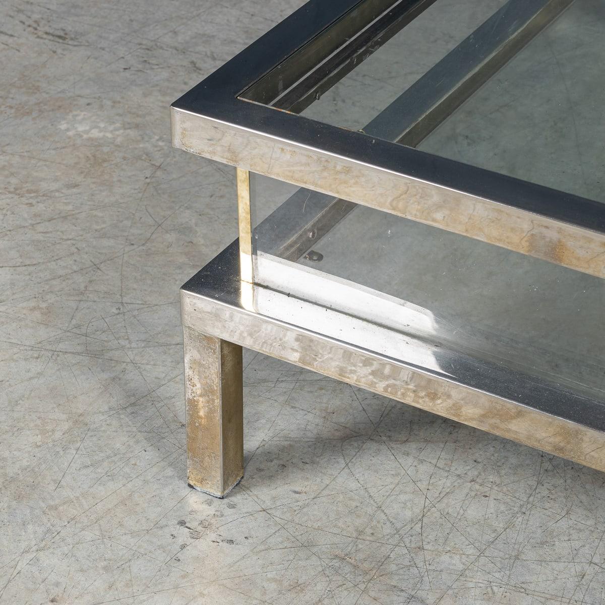 Table basse Vitrine française du 20e siècle en chrome et verre par Maison Jansen, vers 1970 en vente 4