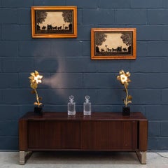 Paire assortie de lampes de table vintage françaises « Maison Jansen » à motifs floraux, datant des années 1970 environ