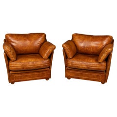 Vintage 20thC French Pair Of Leather Armchairs In The Manner Of Roche Bobois