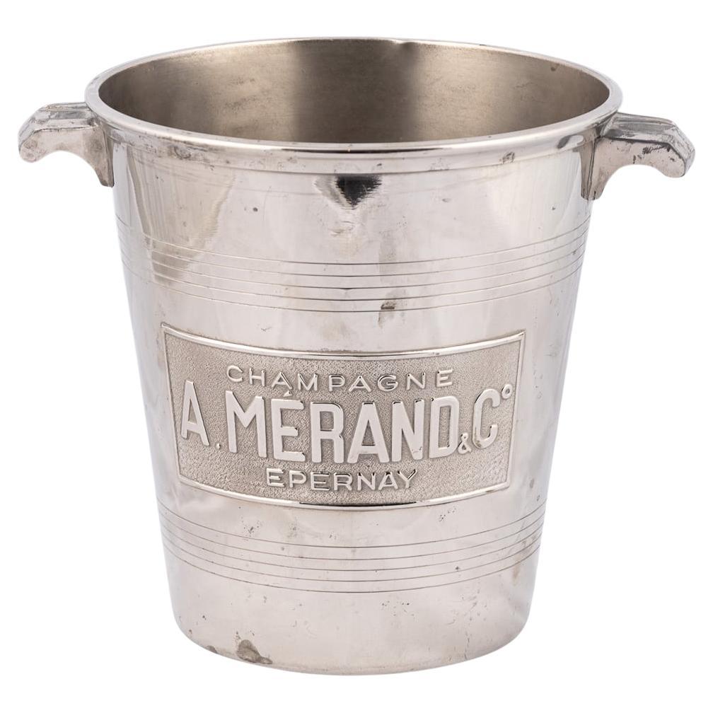 Champañera / Enfriador de vino francés vintage del siglo XX chapado en plata A Merand & Co Epernay
