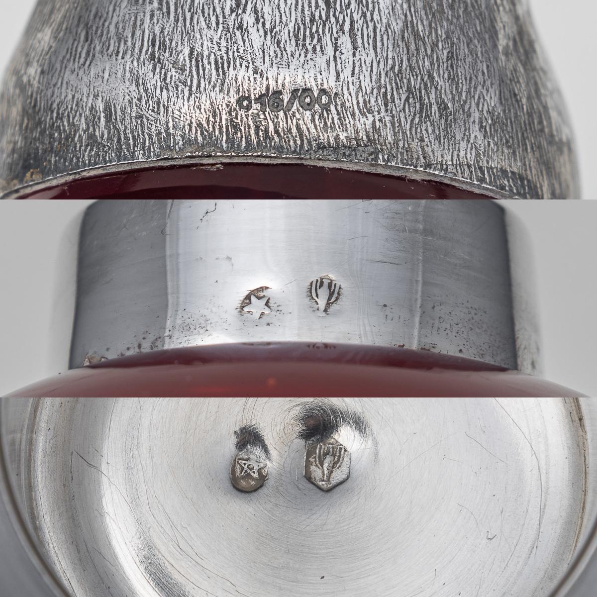 Antigua jarra de clarete de morsa alemana montada en plata maciza del siglo XX c.1960 en venta 13