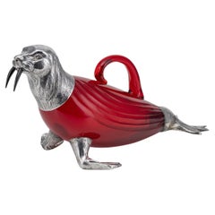 Vintage 20thC German Solid Silver Mounted Novelty Walrus Claret Jug c.1960