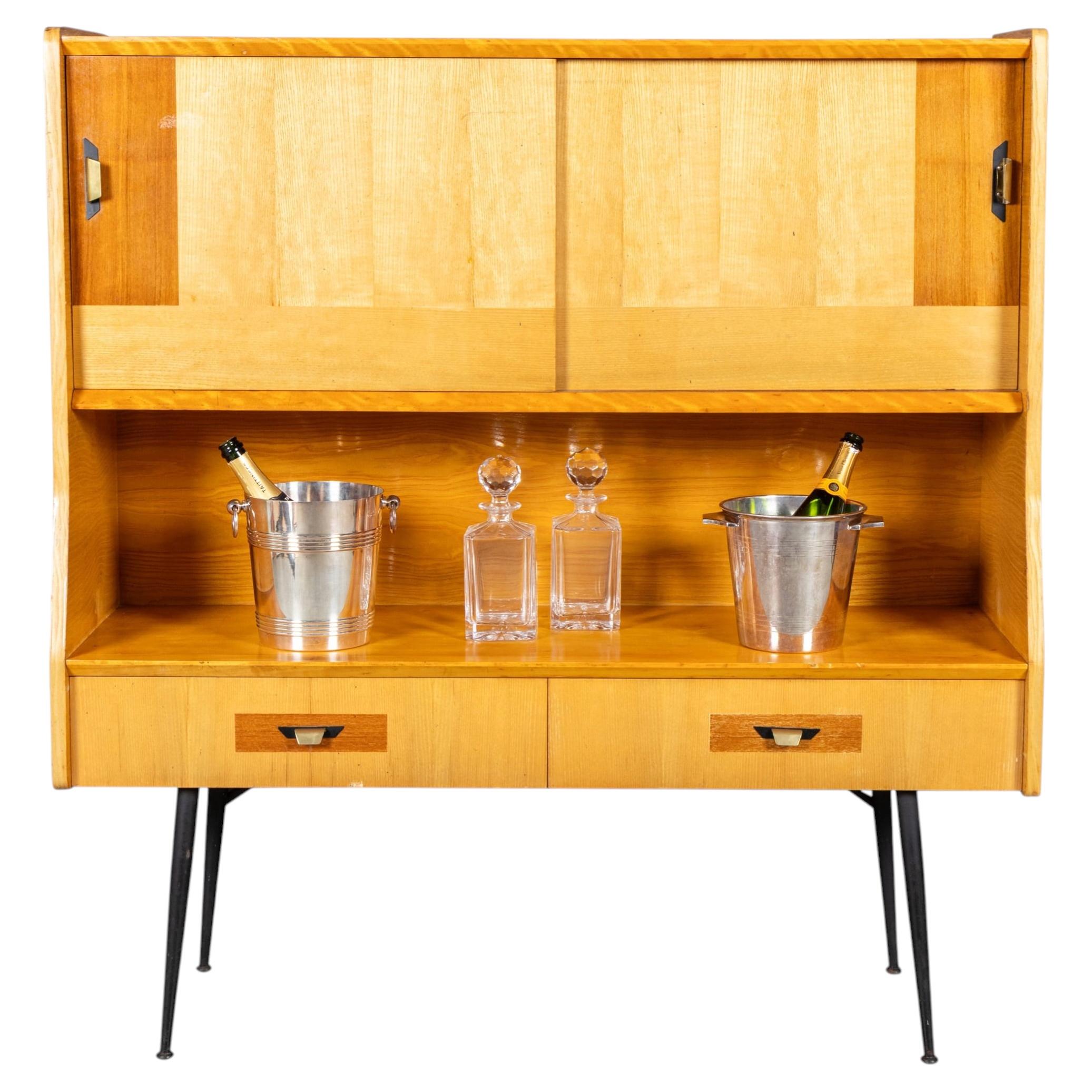 Vintage Italian Bar Cabinet, Wood and Metal, Mid-Century Modern, 1960