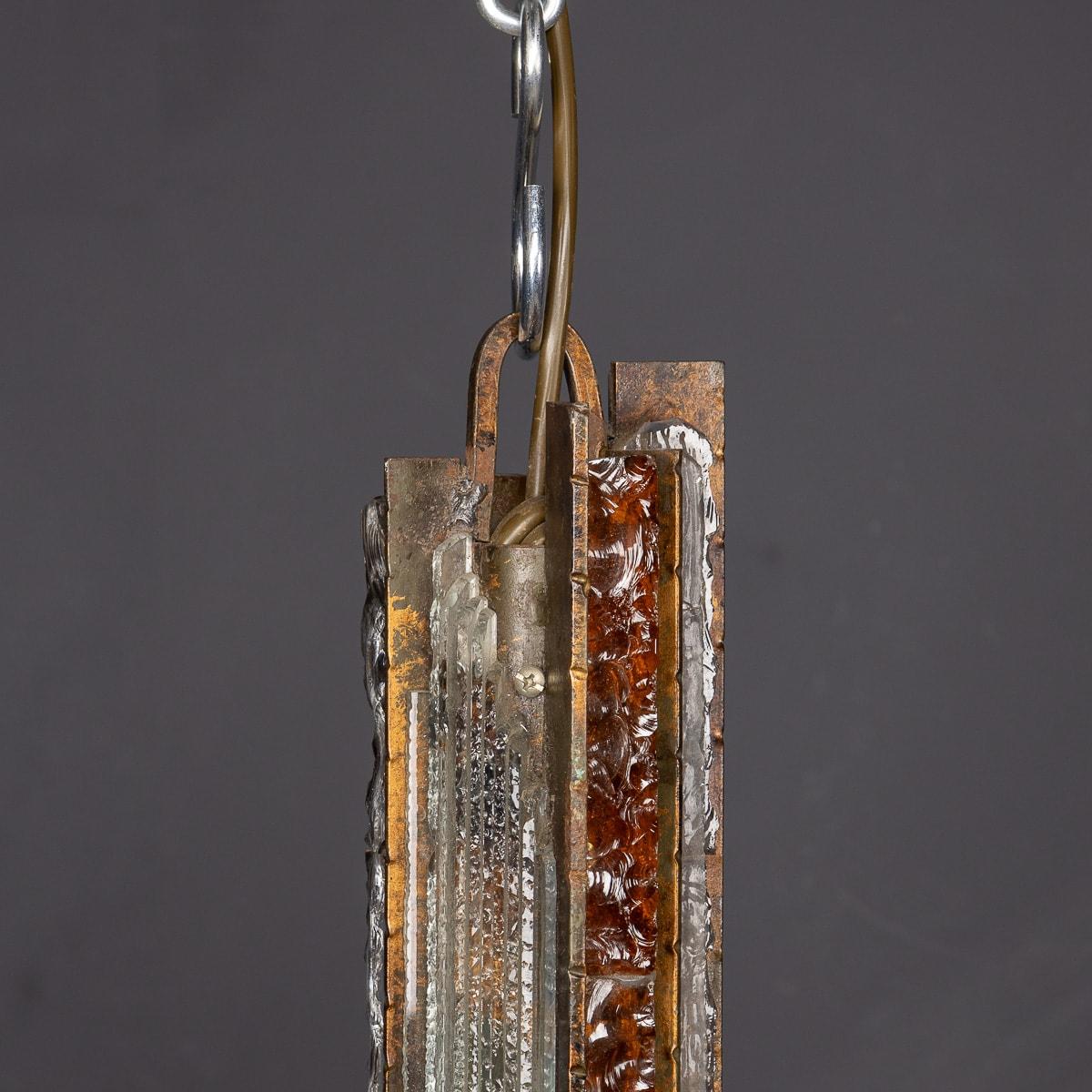 Vintage 20thC Italian Brutalist Pendant Light By Albano Poli For Poliarte c.1970 For Sale 4