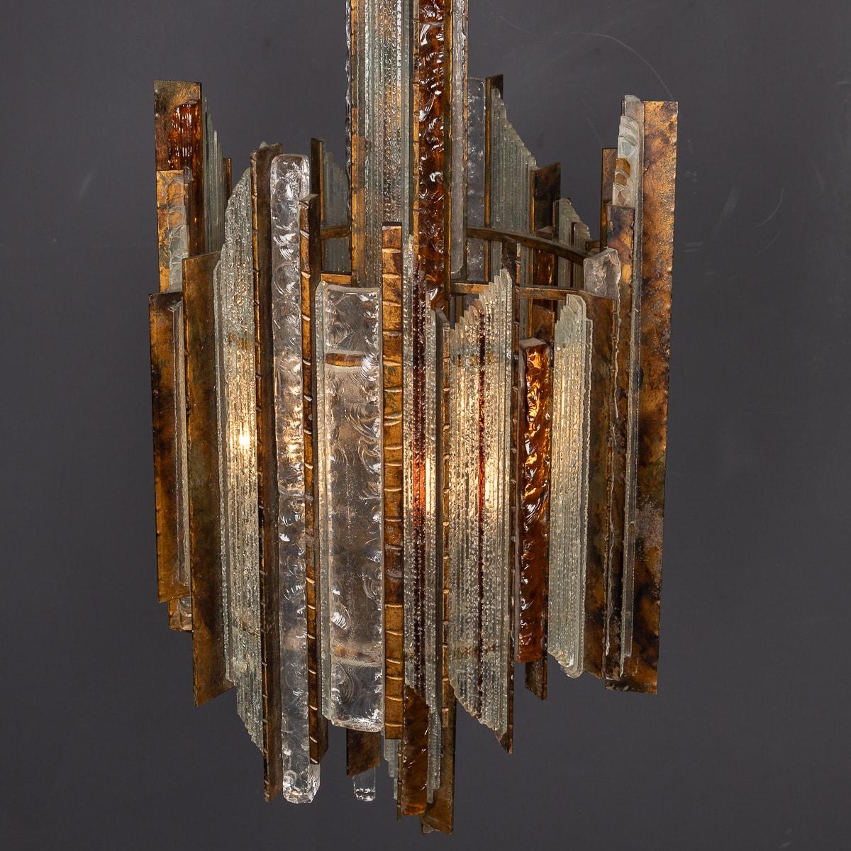 Vintage 20thC Italian Brutalist Pendant Light By Albano Poli For Poliarte c.1970 For Sale 8