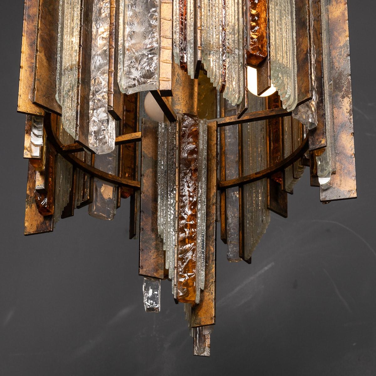 Vintage 20thC Italian Brutalist Pendant Light By Albano Poli For Poliarte c.1970 For Sale 9