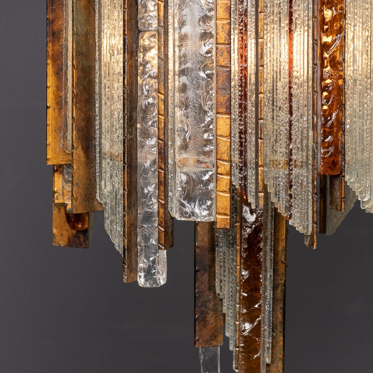 Vintage 20thC Italian Brutalist Pendant Light By Albano Poli For Poliarte c.1970 For Sale 1