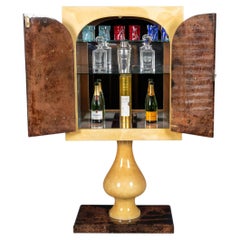 Vintage 20thC Italian Goatskin Bar Cabinet On Pedestal Base By Aldo Tura c.1960