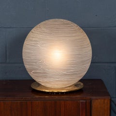 Vintage 20thC Italian Hand Blown Frosted Glass Globe Table Lamp, Murano