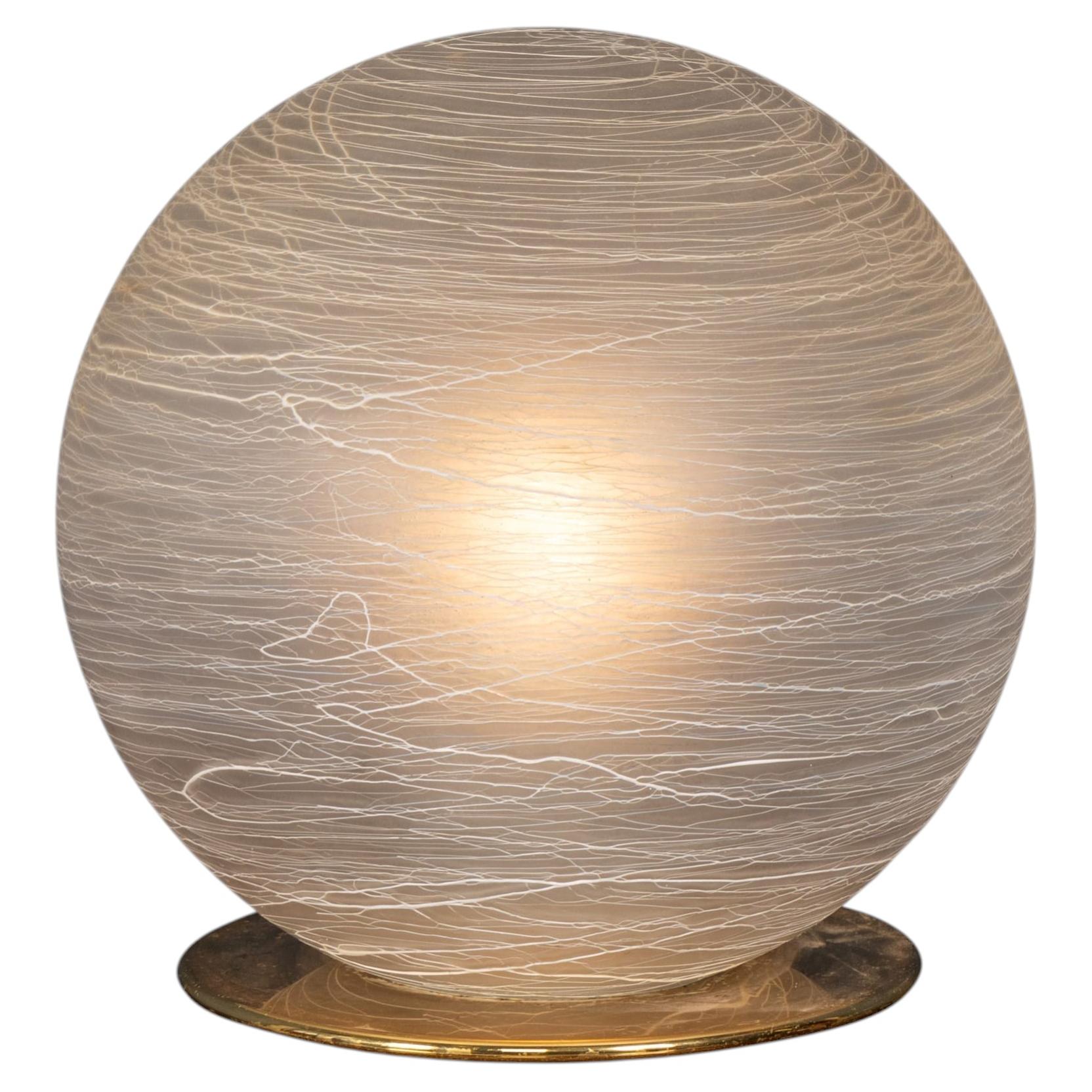 Vintage 20thC Italian Hand Blown Frosted Glass Globe Table Lamp, Murano