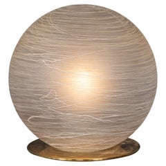 Vintage 20thC Italian Hand Blown Frosted Glass Globe Table Lamp, Murano