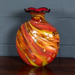 Vintage 20thC Italian Hand Blown Glass Vase, Made In Murano