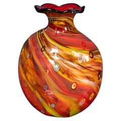 Vintage 20thC Italian Hand Blown Glass Vase, Made In Murano