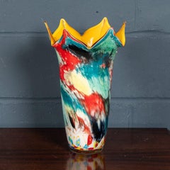 Italienische, mundgeblasene Millefiori-Glasvase aus dem 20. Jahrhundert, hergestellt in Murano