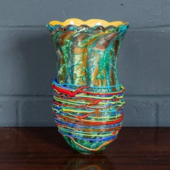 Vintage 20thC Italian Hand Blown Millefiori Glass Vase, Made In Murano