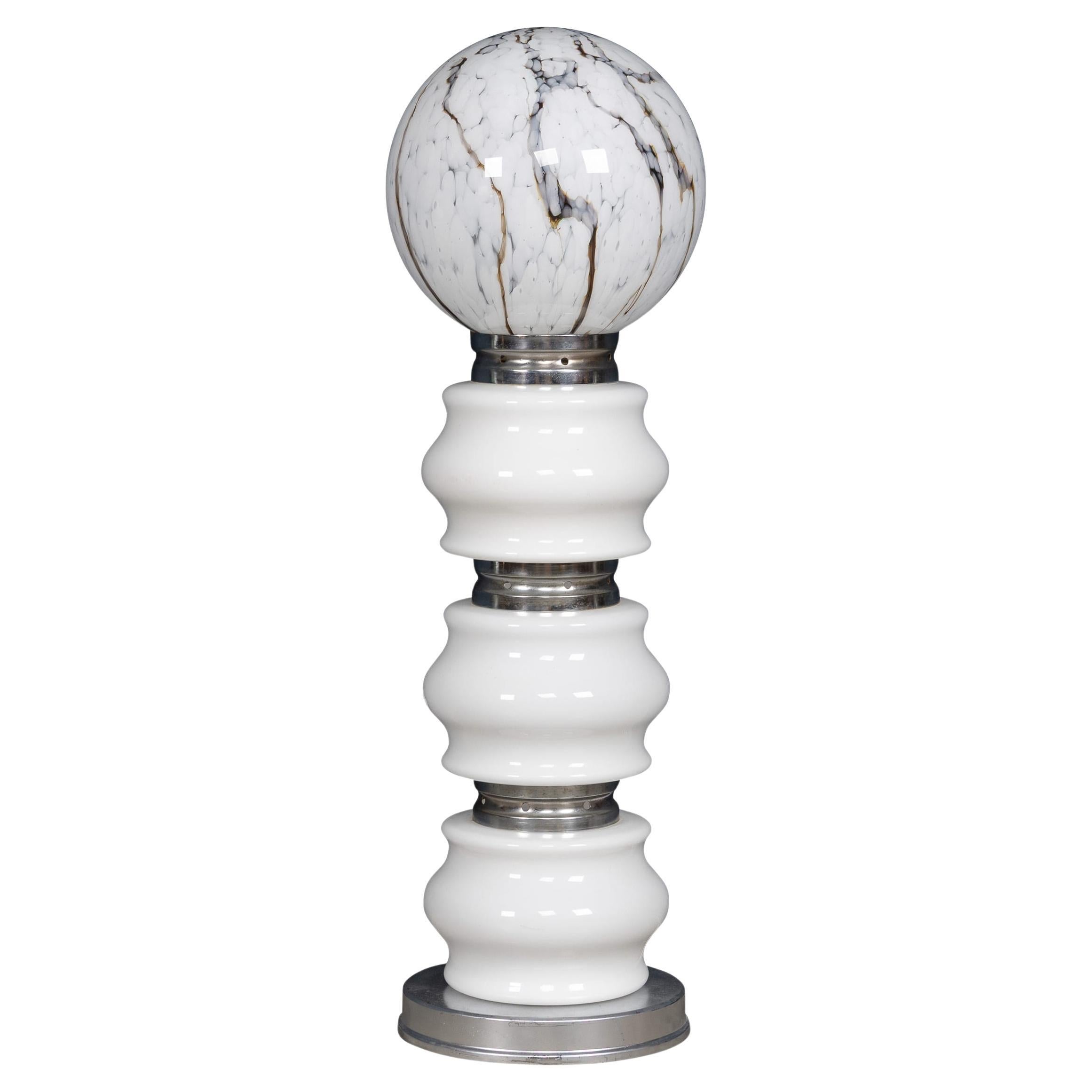 Vintage Italian Lamp del 20° secolo in vetro bianco opalino e muriting c.C. 1970 in vendita