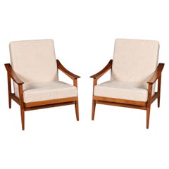 Vintage 20thC Italian Pair Of Reclining Lounge Chairs c.1960