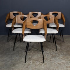 Vintage 20thC Italian Set Of Six Bentwood Dining Chairs By Carlo Ratti c.1950
