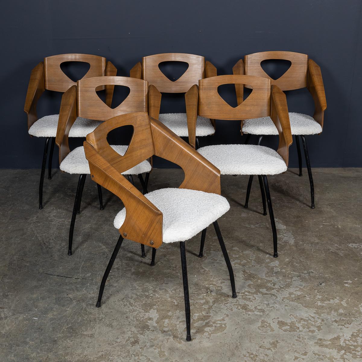 Juego de seis sillas de comedor de madera curvada de Carlo Ratti c.1950 Otro en venta