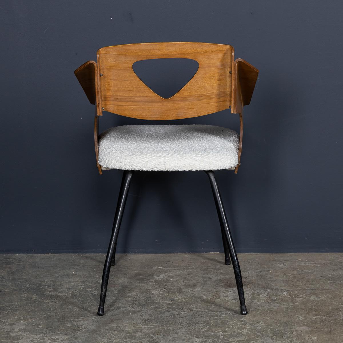 Juego de seis sillas de comedor de madera curvada de Carlo Ratti c.1950 siglo XX en venta