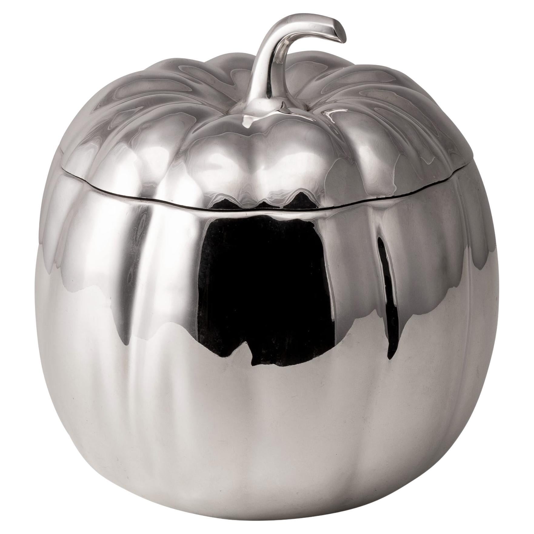 Vintage 20thC Italian Silver Plated 'Pumpkin' Ice Bucket By Teghini c.1970