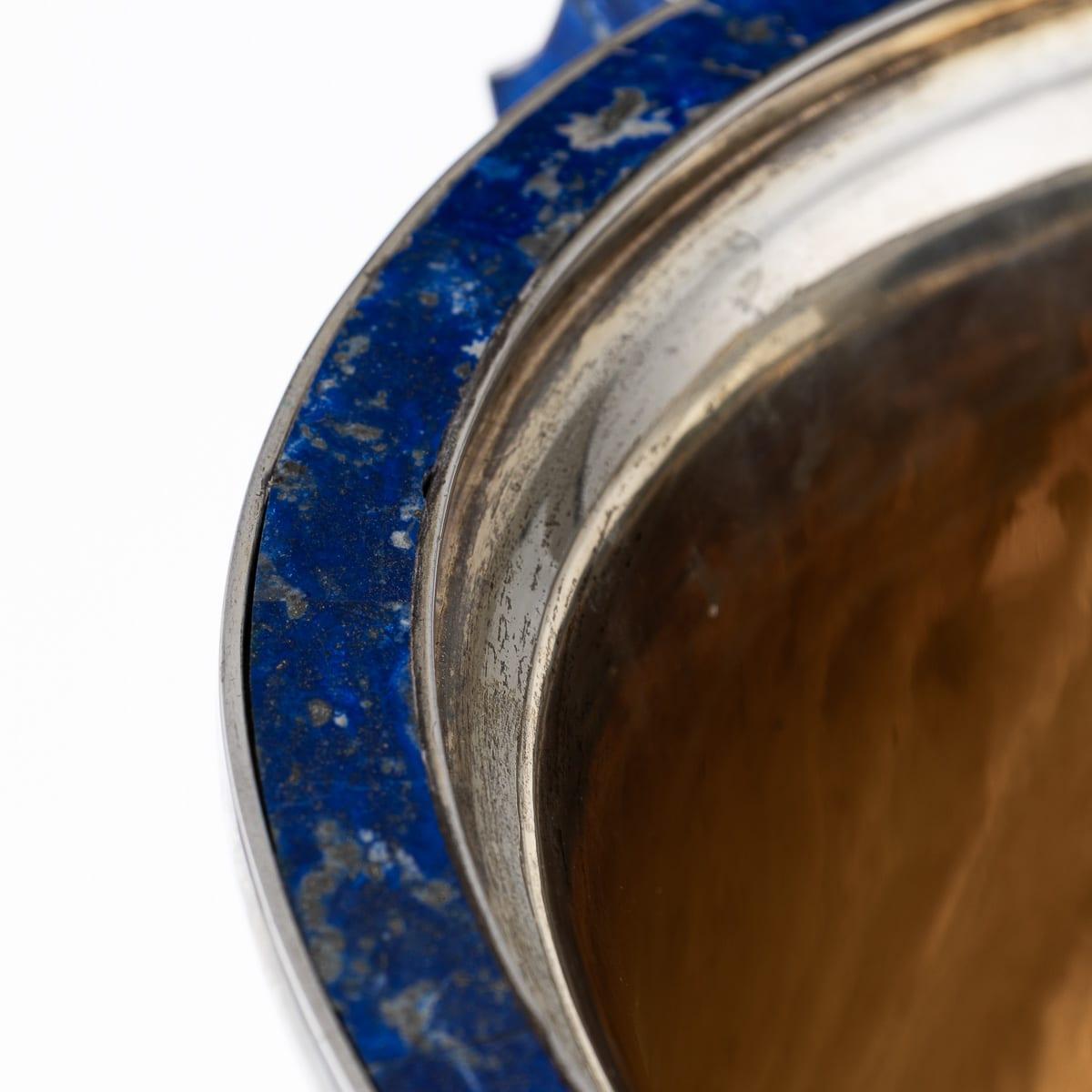 Vintage 20thC Italienisch massivem Silber & Lapislazuli großen Weinkühler c.1970 im Angebot 5
