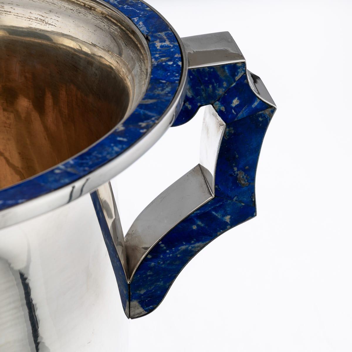 Vintage 20thC Italienisch massivem Silber & Lapislazuli großen Weinkühler c.1970 im Angebot 7