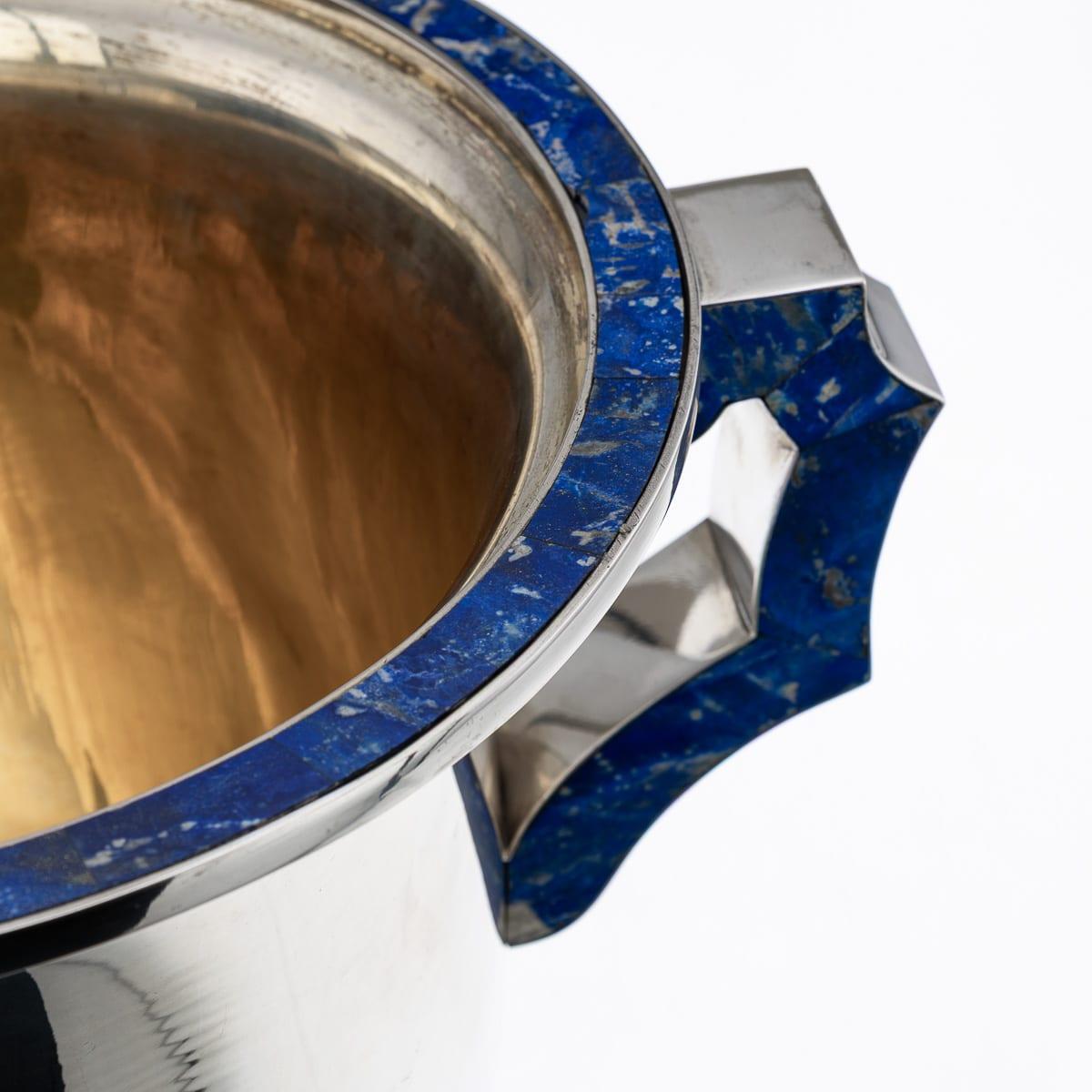 Vintage 20thC Italienisch massivem Silber & Lapislazuli großen Weinkühler c.1970 im Angebot 8