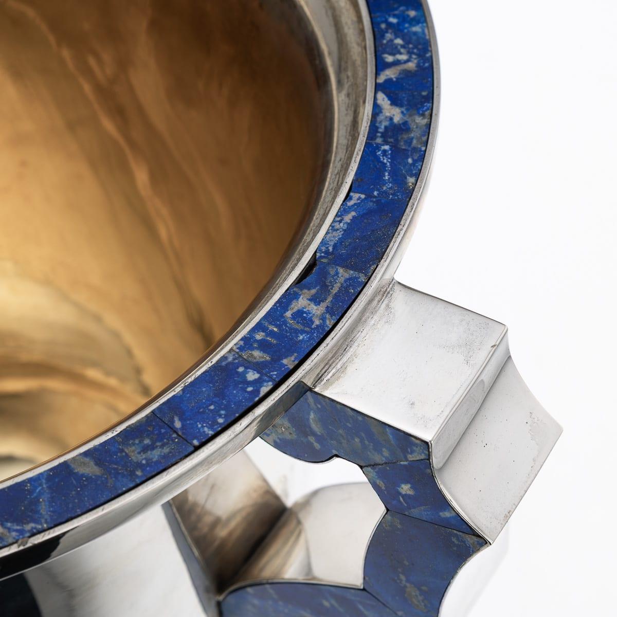 Vintage 20thC Italienisch massivem Silber & Lapislazuli großen Weinkühler c.1970 im Angebot 9