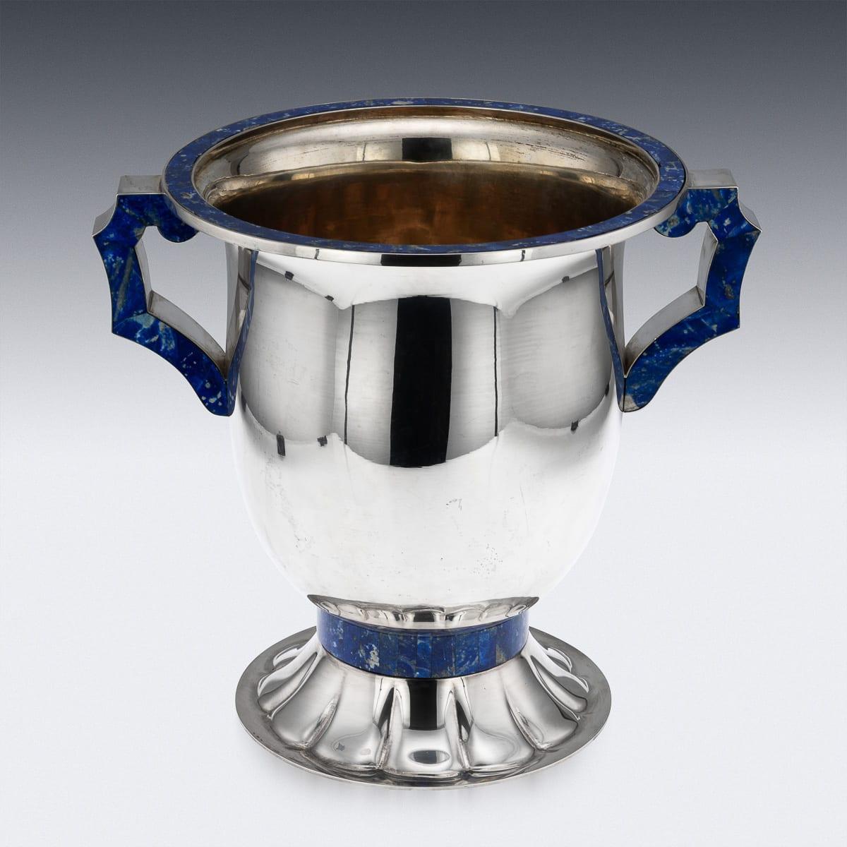 Vintage 20thC Italienisch massivem Silber & Lapislazuli großen Weinkühler c.1970 (Sonstiges) im Angebot