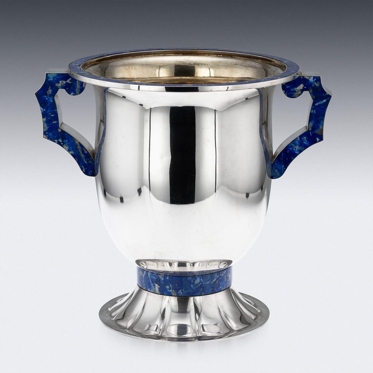 Vintage 20thC Italienisch massivem Silber & Lapislazuli großen Weinkühler c.1970 (20. Jahrhundert) im Angebot