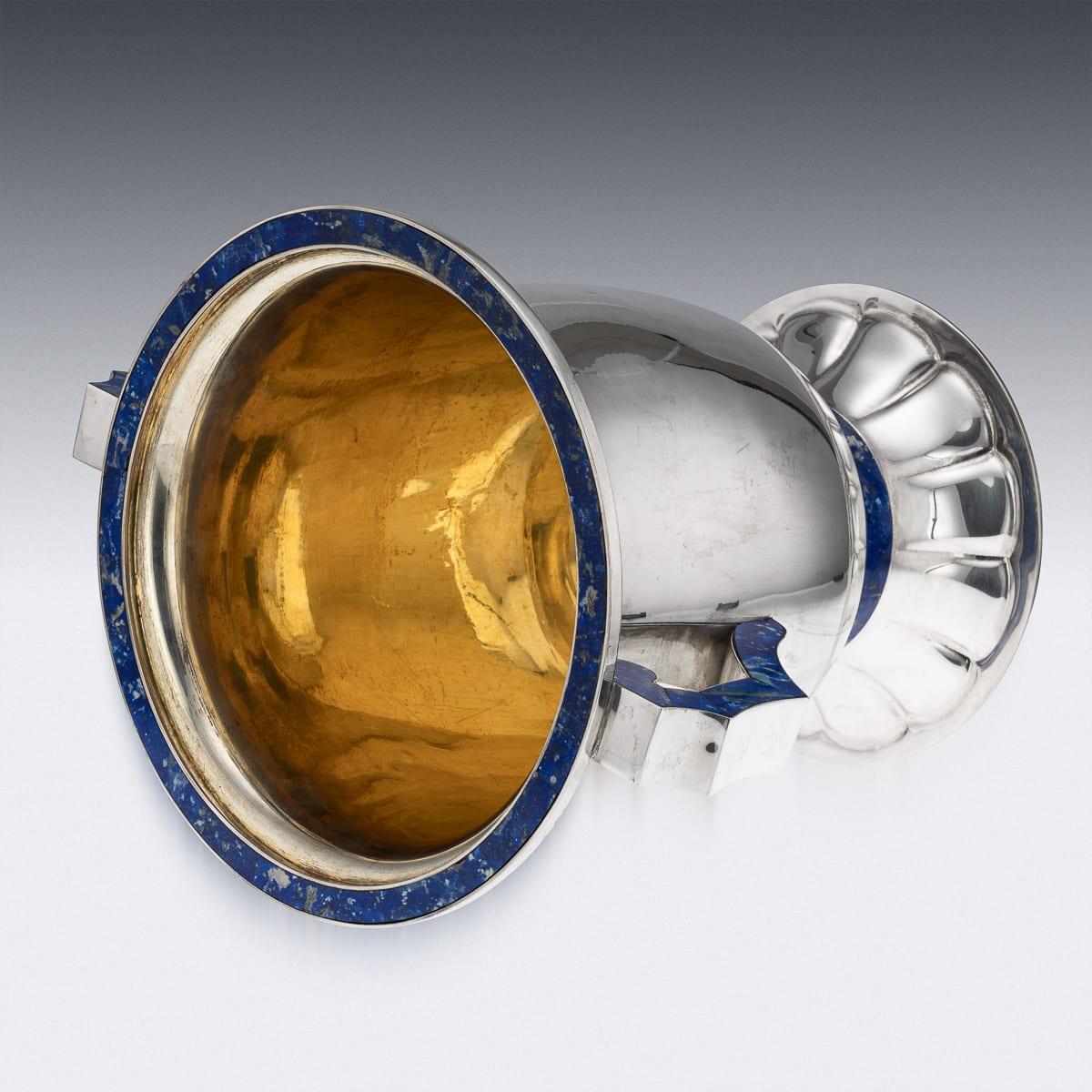 Vintage 20thC Italienisch massivem Silber & Lapislazuli großen Weinkühler c.1970 im Angebot 2