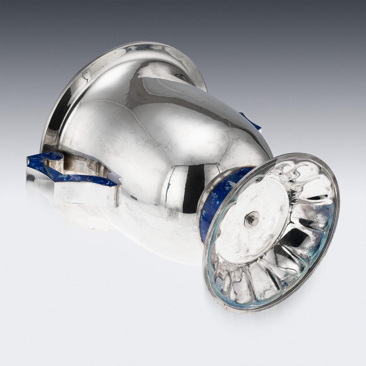 Vintage 20thC Italienisch massivem Silber & Lapislazuli großen Weinkühler c.1970 im Angebot 3