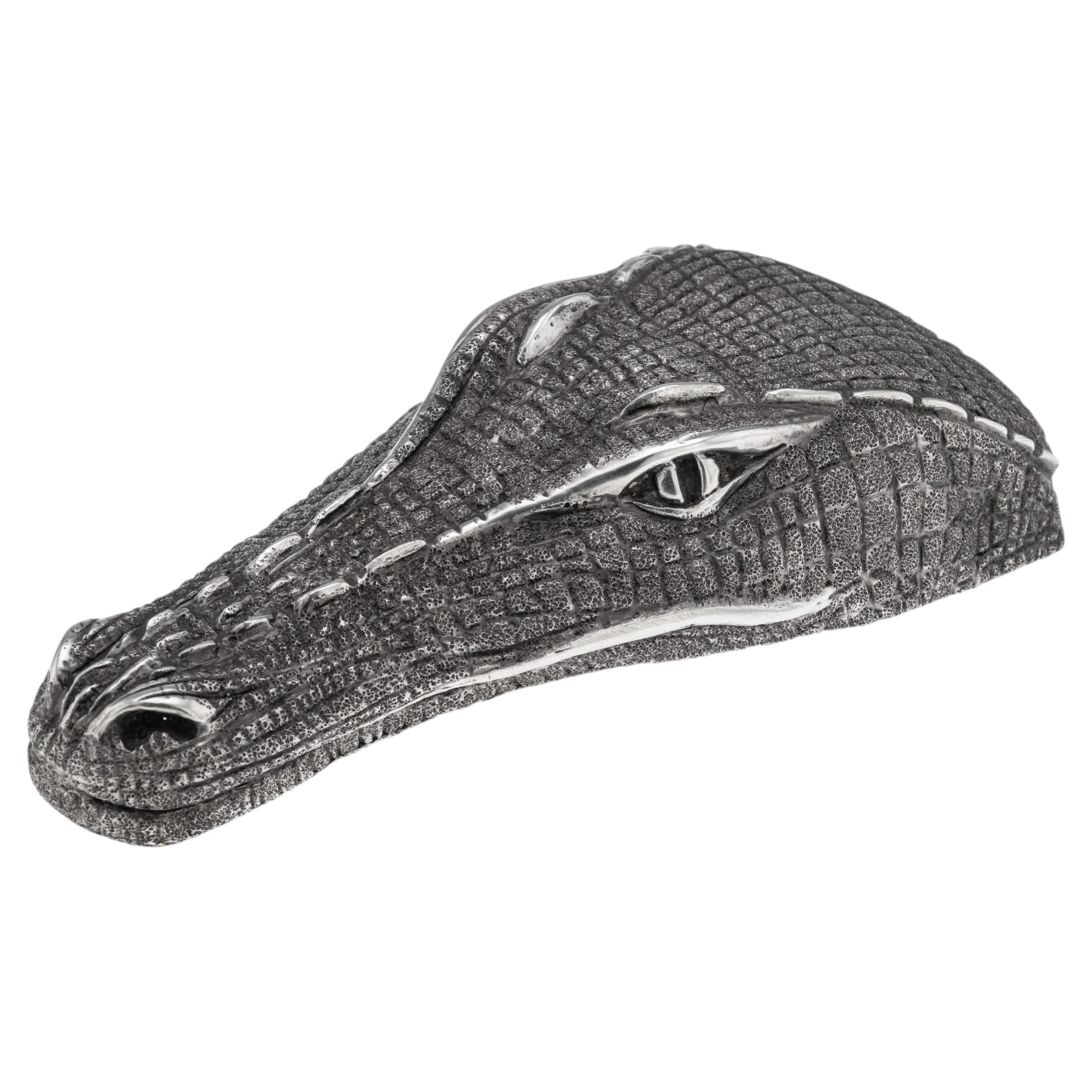 Vintage 20Thc Italian Solid Silver Novelty Crocodile Belt Buckle, Arezzo
