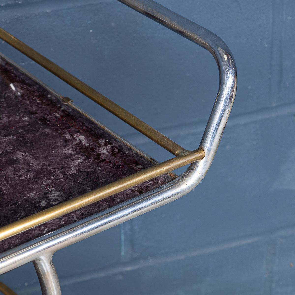 Vintage 20thC Italian Steel & Glass Drinks Trolley With Marble Effect c.1980 For Sale 8