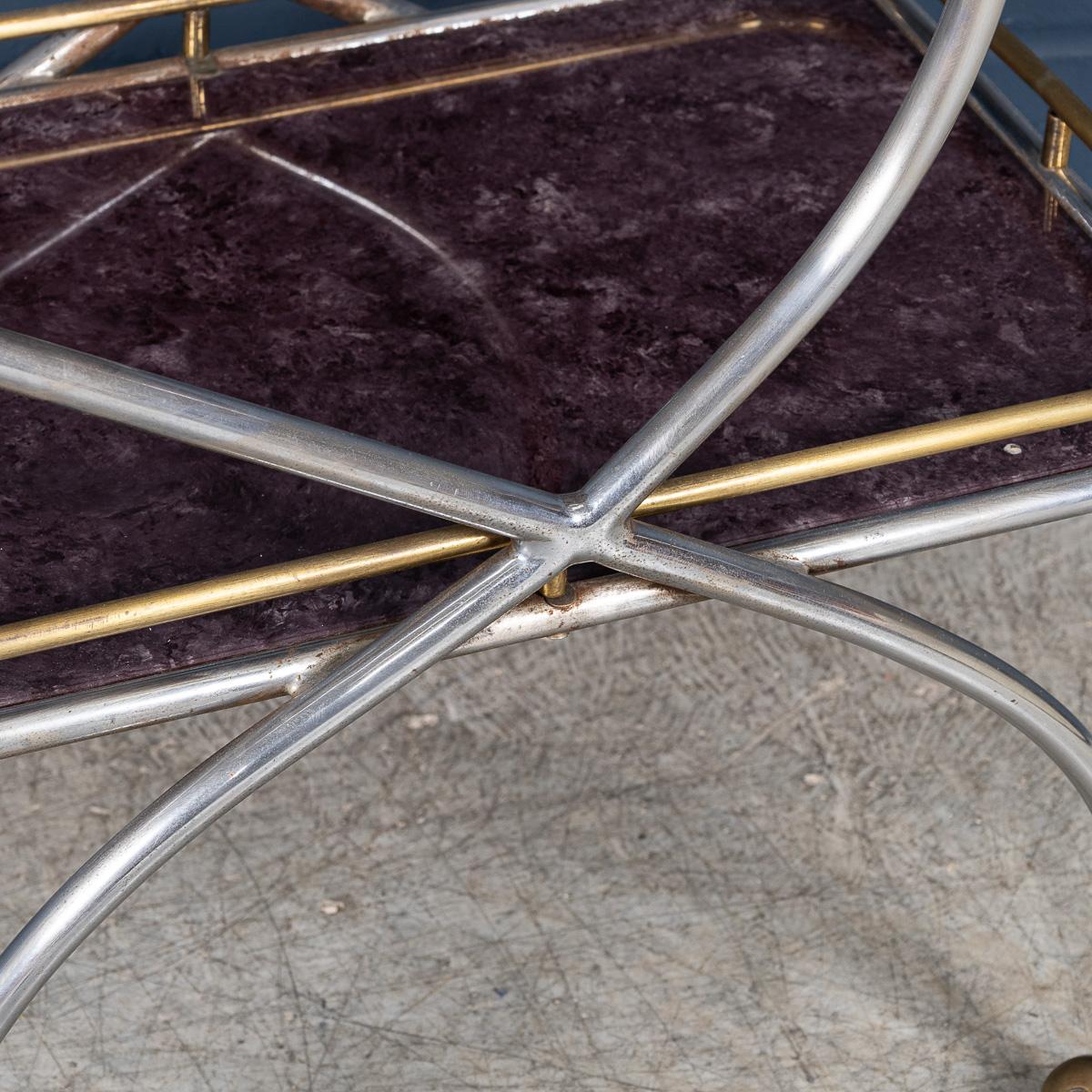 Vintage 20thC Italian Steel & Glass Drinks Trolley With Marble Effect c.1980 For Sale 9