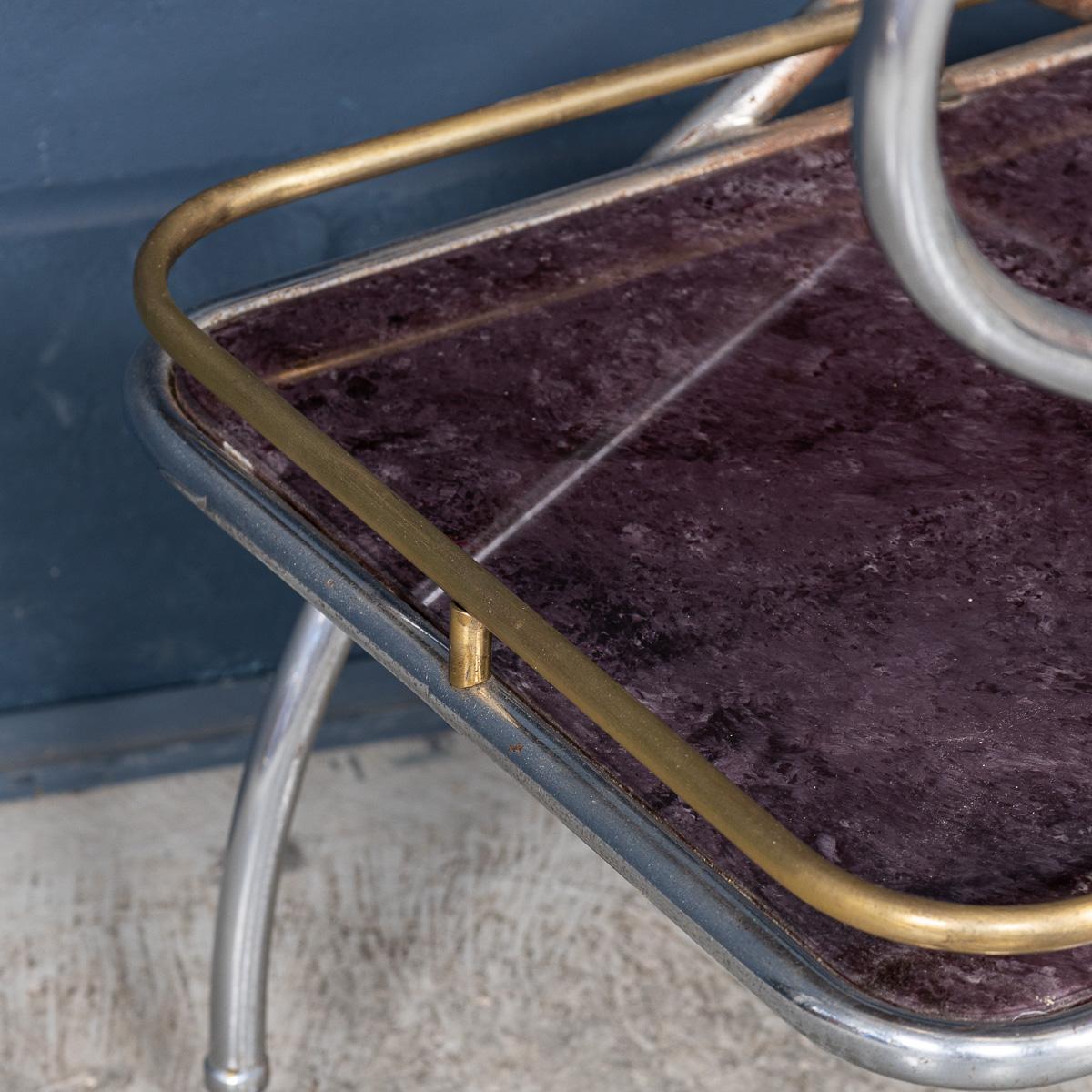Vintage 20thC Italian Steel & Glass Drinks Trolley With Marble Effect c.1980 For Sale 10