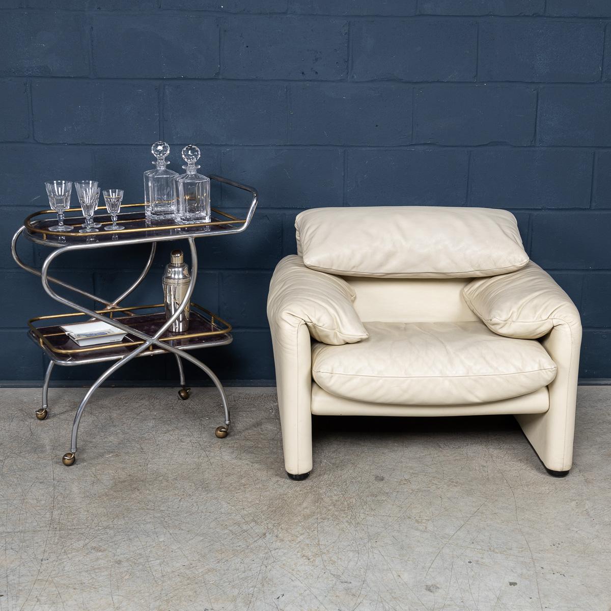 Other Vintage 20thC Italian Steel & Glass Drinks Trolley With Marble Effect c.1980 For Sale
