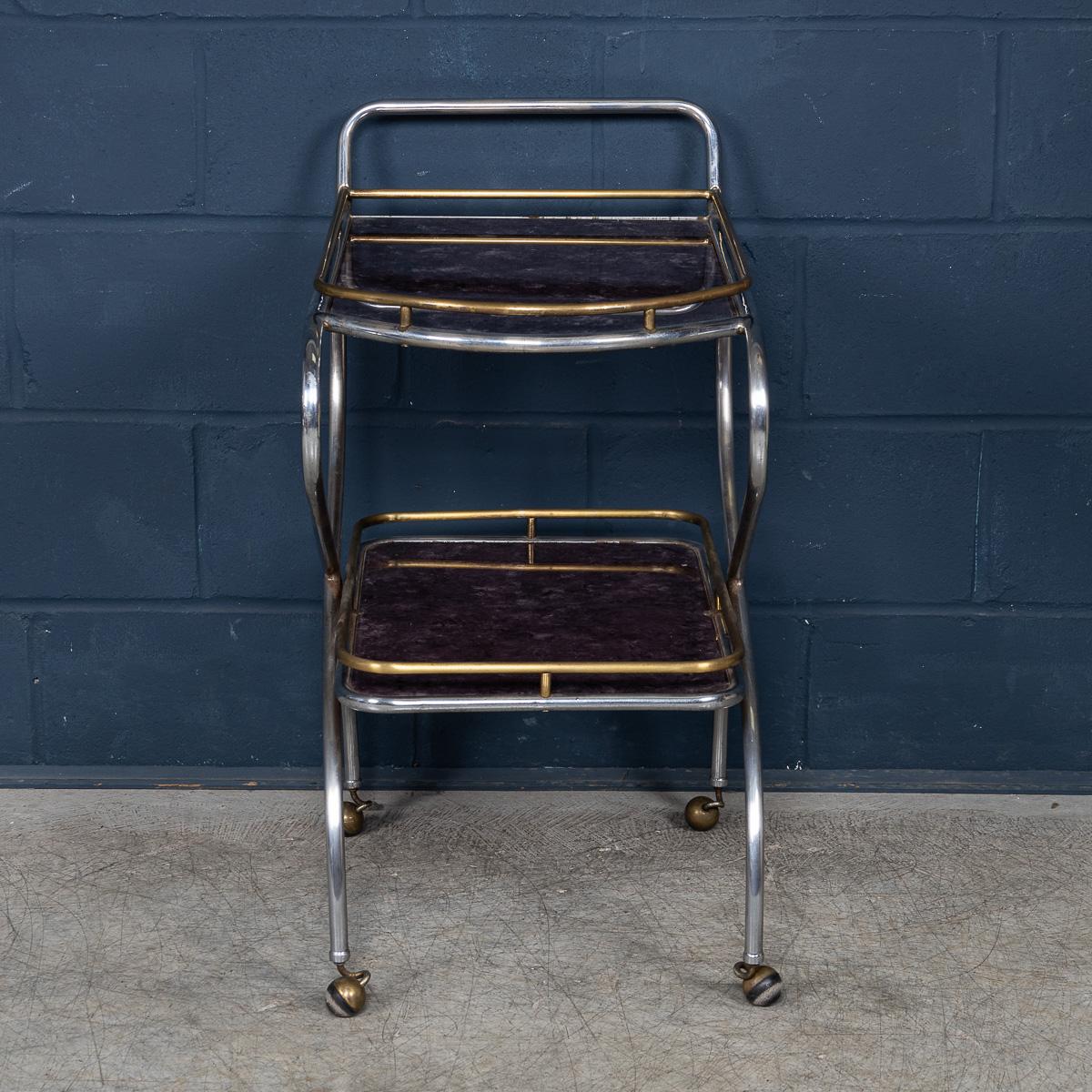 Vintage 20thC Italian Steel & Glass Drinks Trolley With Marble Effect c.1980 For Sale 2