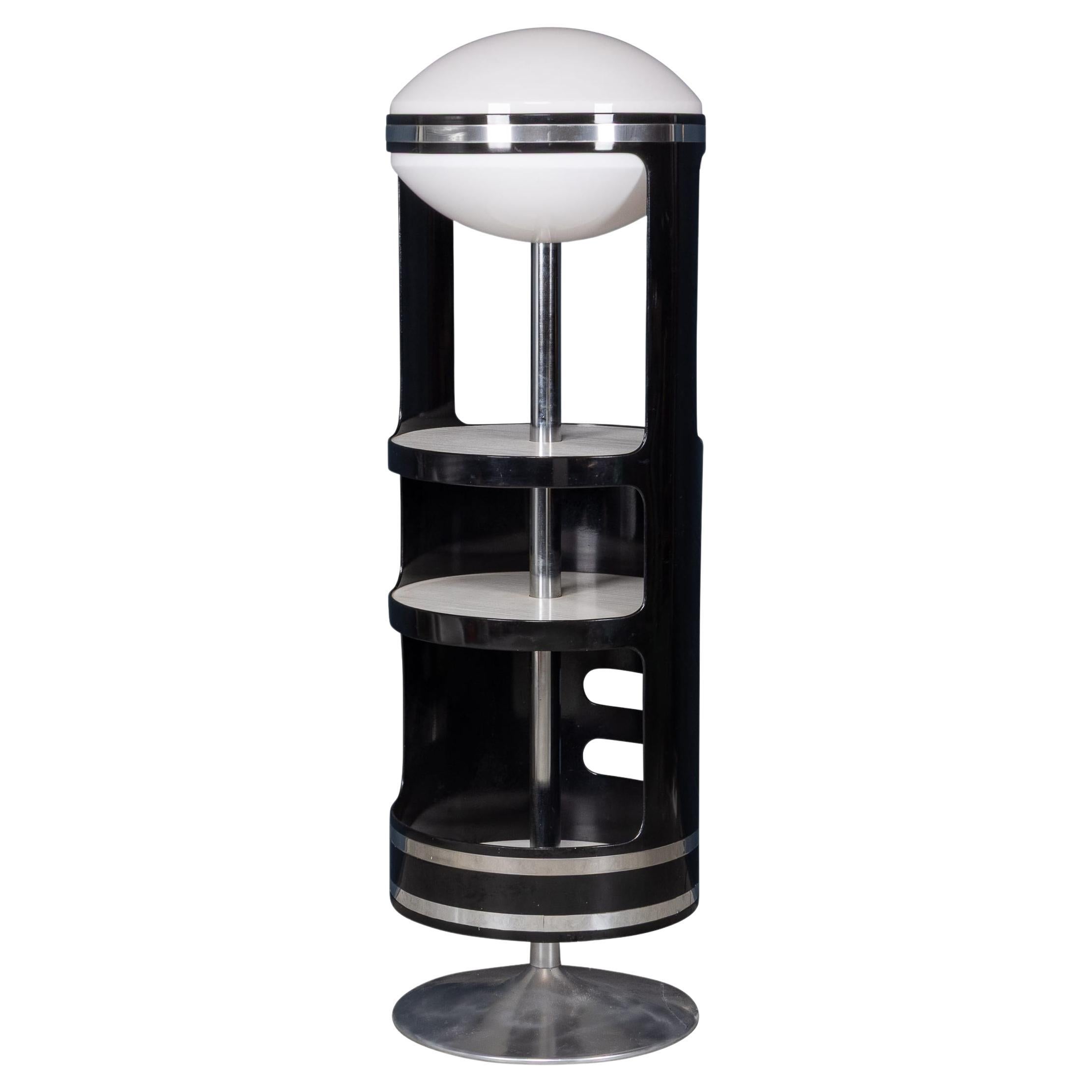 Vintage 20thC Italian Swivel Dry Bar With Integrated Light, By Joe Colombo en vente